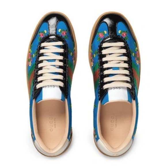GUCCI G74 Nylon Sneaker With Web In Blue, size 36 - Picture 5 of 12